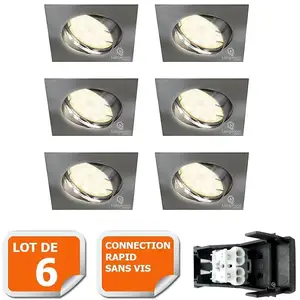 Lampesecoenergie Spot encastrable orientable LED carré alu brossé GU10 230V eq. 50W bla... pas cher