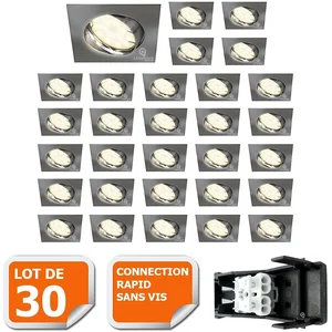 Spot encastrable orientable LED carré alu brossé GU10 230V - Lampeseco...Vendu parcdiscount