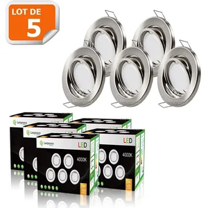 Lot de 5 spots LED encastrables orientables - LAMPESECOENERGIE - blanc...