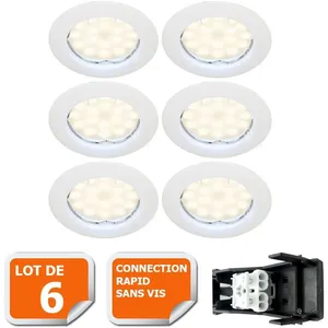 LAMPESECOENERGIE Lot de 6 Spot led complete ronde fixe eq. 50w blanc chaudVendu parcdiscount
