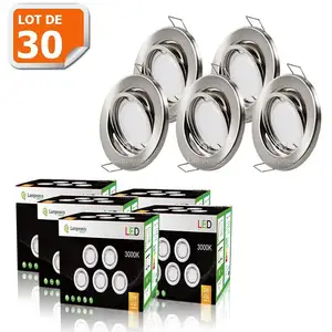 LAMPESECOENERGIE Lot de 30 spot led encastrable orientable alu brossé ...Vendu parcdiscount