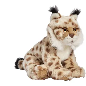 Anima Lynx Gris Assis Peluche 24cm pas cher