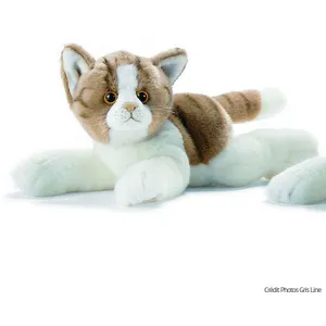 Anima Peluche Chaton Roux/Blanc Couché 30 Cm Anima