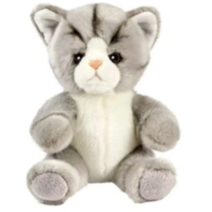 Anima Peluche chat gris et blanc Tetabizous - 17 cmH pas cher