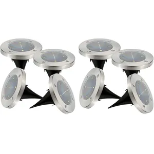 Comparateur de prix : LUMISKY Lot de 8 spots solaires ronds 8x DECKY Argent Acier inoxydable D12cm
