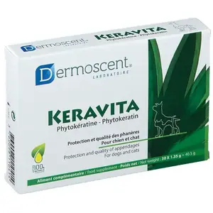Comparateur de prix : Dermoscent Keravita Comprimés Pour Chien Et Chat 2 X 30 Comprimés