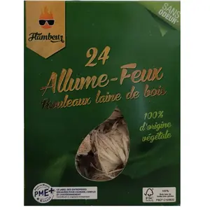 24 Allume-feux Rouleux Laine De Bois Flambeur pas cher