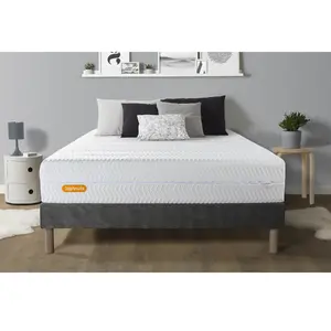 SEPTNUITS Ensemble sommier matelas 140x190 Memo bio Mémoire de forme - 26 cm - Equilibré - sommier gris