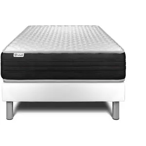 VITALIT Ensemble sommier matelas 90x200 VITALMEMO ONE Mémoire de forme - 24 cm - Ferme - sommier blanc