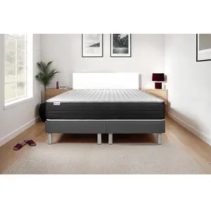 VITALIT Ensemble sommier matelas 200x200 VITALMEMO ONE Mémoire de forme - 24 cm - Ferme - double sommiers gris pas cher