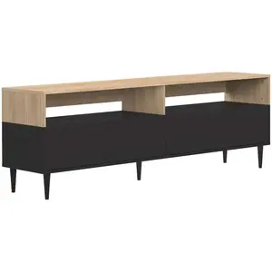 Temahome Meuble Tv Horizon Noir Et Chêne Naturel 180 X 60,6 - Temahome