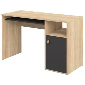 Temahome - Bureau 1 porte 115x50x75,5 cm chêne et noir pas cher
