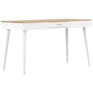 Comparateur de prix : TEMAHOME Bureau 1 tiroir effet bois blanc et chêne naturel