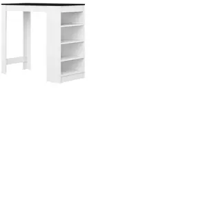 TemaHome Table de bar avec rangements piètement blanc plateau noirVendu parconforama