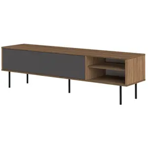 Temahome Meuble Tv Ampere Noyer Et Gris Anthracite 165 X 47,9 - Temahome pas cher