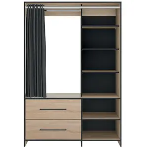 Comparateur de prix : Symbiosis Jungo Armoire Chêne Naturel et Rideau Noir 122x50x182,1 cm