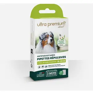 Pipettes répulsives Antiparasitaires pour chien de taille moyenne (15 ... pas cher