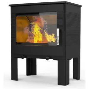 Poêle à Bois Godin Petit Carvin 8kW - Fonte, Rendement 76%, Noir Anthracite, Thermostat