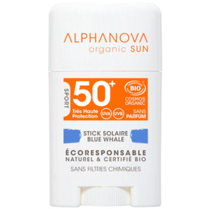 ALPHANOVA Organic Sun - Stick solaire SPF 50+ visage blue whale 12g pas cher