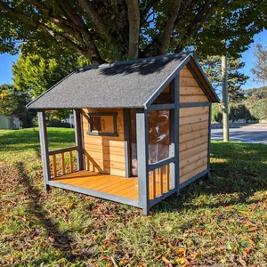 ANIMAL VALLEY Niche pour chien Chalet Saint-Bernard V2 toit shingle taille XL BoisVendu parcdiscount