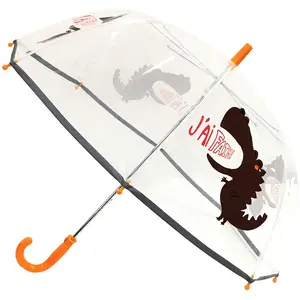 SMATI SMARTBULLE Parapluie Enfant Transparent Cloche - Bordure fluorescente : Résistant au vent ; Diamètre=71cm ; ouverture manuel ; Parapluie Garçon ; Motif : DINOSAURE J'AI FAIMVendu parrakuten