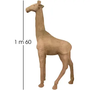 Décopatch XLA01O - Un support XXL en papier brun mâché 80x35x160 cm, Girafe pas cher