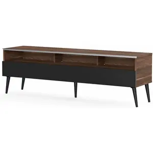 Meliconi Meuble TV 1 porte 3 niches bois foncé et noir Karlstad 160 cm
