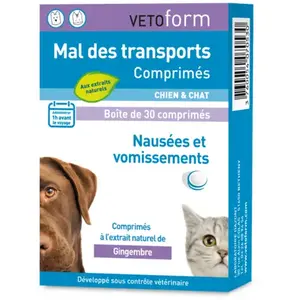 Comparateur de prix : Vetoform Mal des Transports Chiens et Chats 30 comprimés
