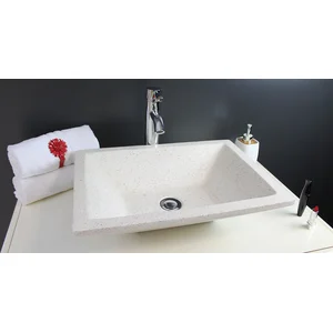 ONDEE Vasque rectangle à poser tamara - Crème - 40cm - Terrazzo - Sans trop plein