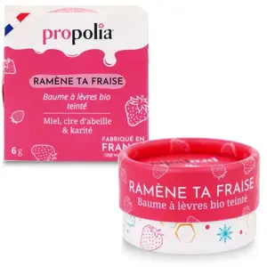Baume à lèvres teinté certifié Bio - Miel & Fraise Propolia