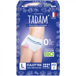 Tadam - 12 Culottes jetables pour fuites urinaires Plus Nuit Taille L ... pas cher