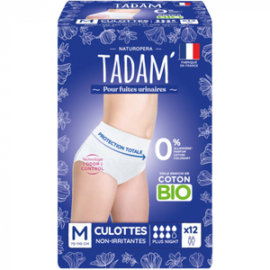 Tadam - 12 Culottes jetables pour fuites urinaires Plus Nuit Taille M ... pas cher