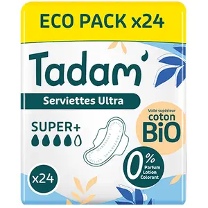 Comparateur de prix : Tadam' Hygiène Féminine Serviette Dermo-Sensitive Super 24 unités