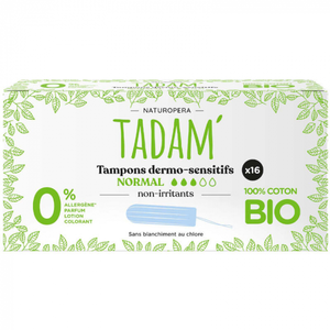 Comparateur de prix : Tadam' Hygiène Féminine Tampon Dermo-Sensitif Normal Bio 16 unités
