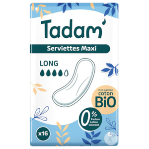 Tadam' Hygiène Féminine Serviette Dermo-Sensitive Maxi Long 16 unités