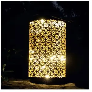 Watt & Home Lampe lanterne solaire Andaluz, en métal ajouré, 22 led blanc chaud