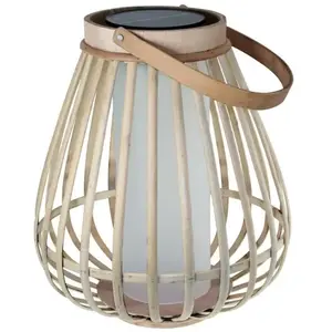 WATT&HOME Lampe solaire en bambou - marta - beige pas cher