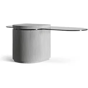 Table basse moderne en béton gris et verre trempé - 120x60cm pas cher