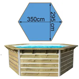 Comparateur de prix : Water Clip Piscine bois hexagonale CEBU - 3,50 x 2,95 x H. 1,11 m