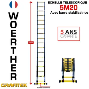 Échelle Télescopique Woerther 4,40 M / 2,20 M – Alu 7175T6, 5 Ans De Garantie