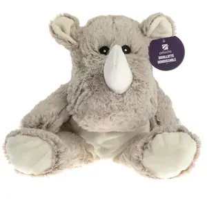 Pelucho - Peluche Bouillotte déhoussable Rhino - Made in France pas cher
