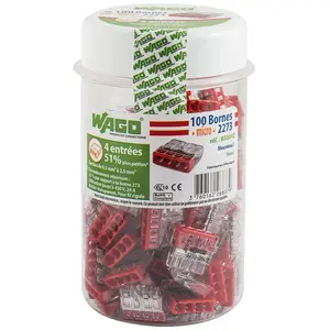 Wago - 100 bornes connexion auto 4 entrées s2273 pas cher