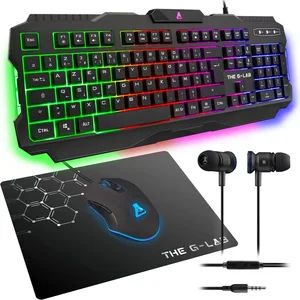 Comparateur de prix : The G-Lab Combo Helium clavier Souris incluse USB AZERTY Français Noir