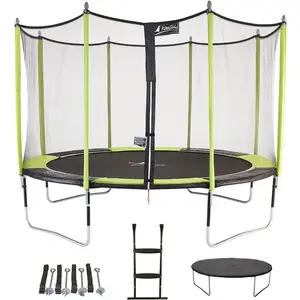 Comparateur de prix : Kangui Trampoline De Jardin 426 Cm + Filet De Sécurité + Échelle + Bâche De Protection + Kit Ancrage Jumpi Vert/noir 430 Vert