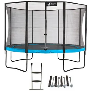 Comparateur de prix : Kangui Trampoline de jardin 365 cm + filet de sécurité + échelle + kit...