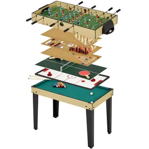 Comparateur de prix : KANGUI Table de jeux 10 en 1 Baby Foot Billard Ping Pong Hockey Bowling Cartes Structure Bois Accessoires Inclus