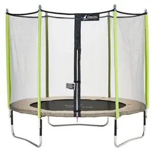 Comparateur de prix : Kangui Trampoline de jardin 305 cm + filet de sécurité JUMPI Taupe/Vert 300