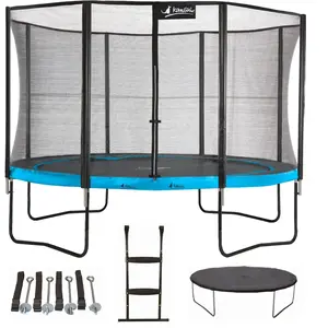 Comparateur de prix : KANGUI Trampoline 365 cm + filet + échelle + bâche + kit ancrage PUNCHI Bleu
