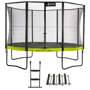 Comparateur de prix : Kangui Trampoline de jardin rond 430 cm + filet de sécurité + échelle ...