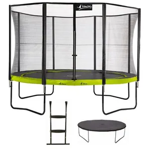 Comparateur de prix : Kangui Trampoline de jardin rond 430 cm + filet de sécurité + échelle ...